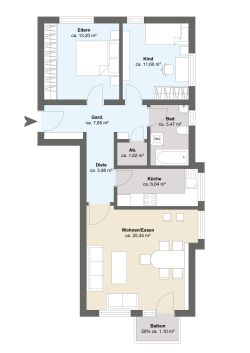 3-Zimmer-Wohnung Kleinheubach – Grundriss
